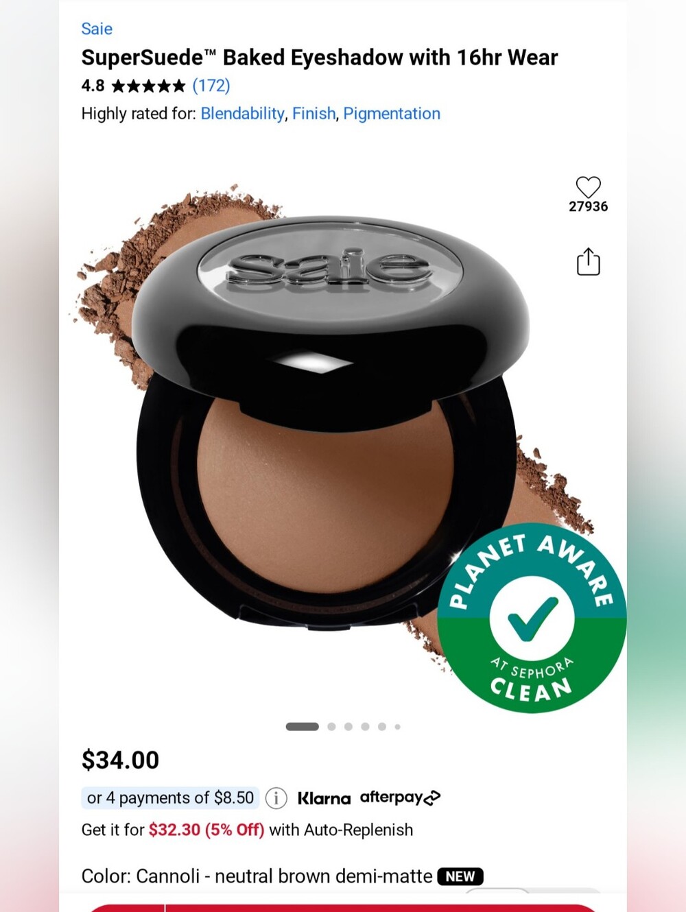 Saie Cannoli SuperSuede Baked Bronzer — Neutral Brown Cannoli
